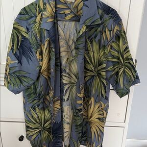 Tommy Bahama Tropical Leaf Print Men's Short Sleeve Shirt M